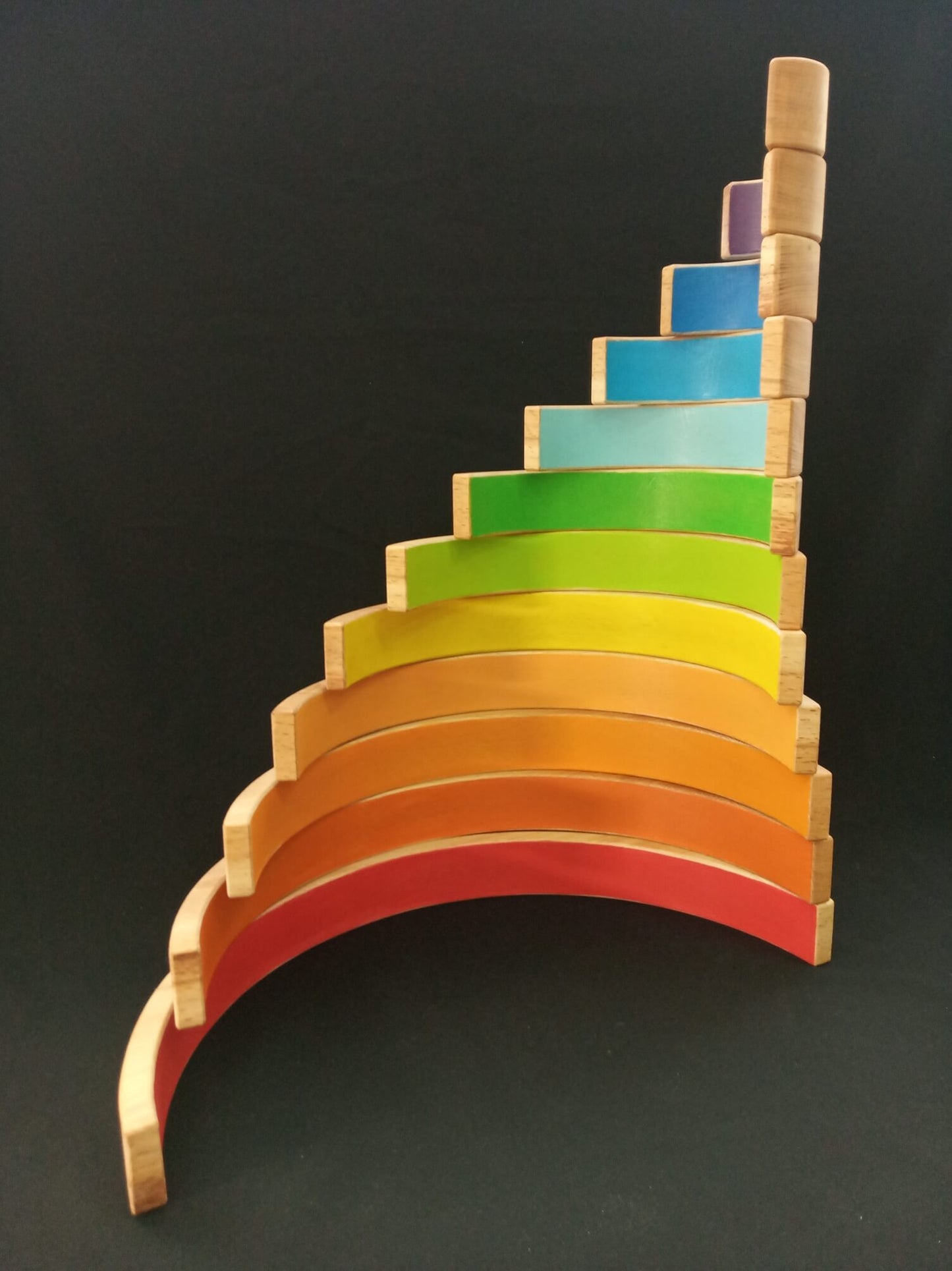 Montessori Wooden Large Rainbow Geometric Stacker 12 Piece