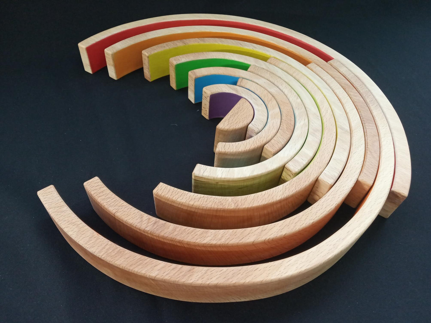 Montessori Wooden Large Rainbow Geometric Stacker 12 Piece