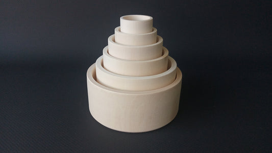 Natural Wood Nesting Bowls Toy