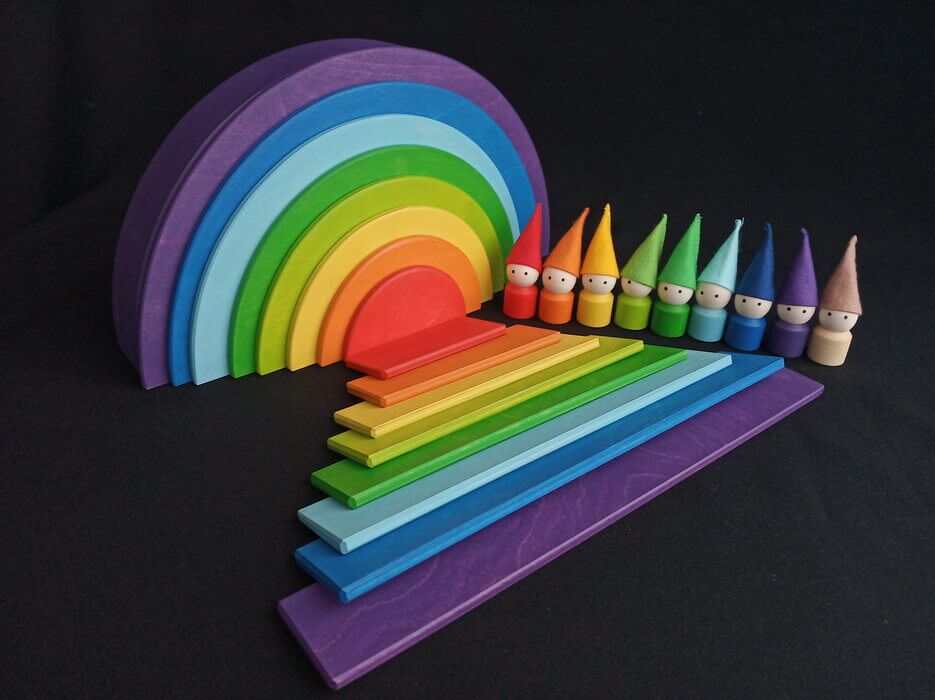 Wooden Rainbow Semicircles Building Boards Set of 34 pcs.