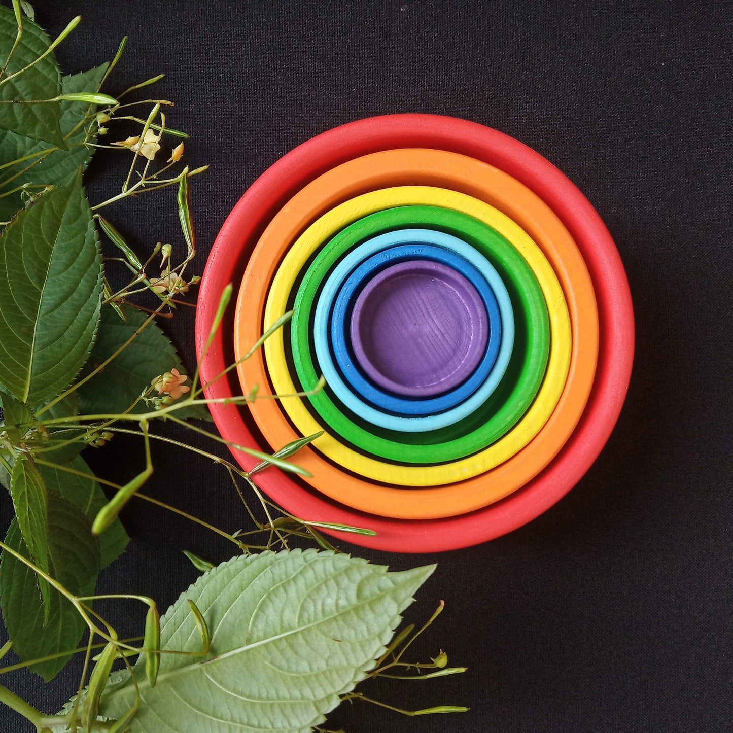 Wooden Nesting Rainbow Bowls Toy