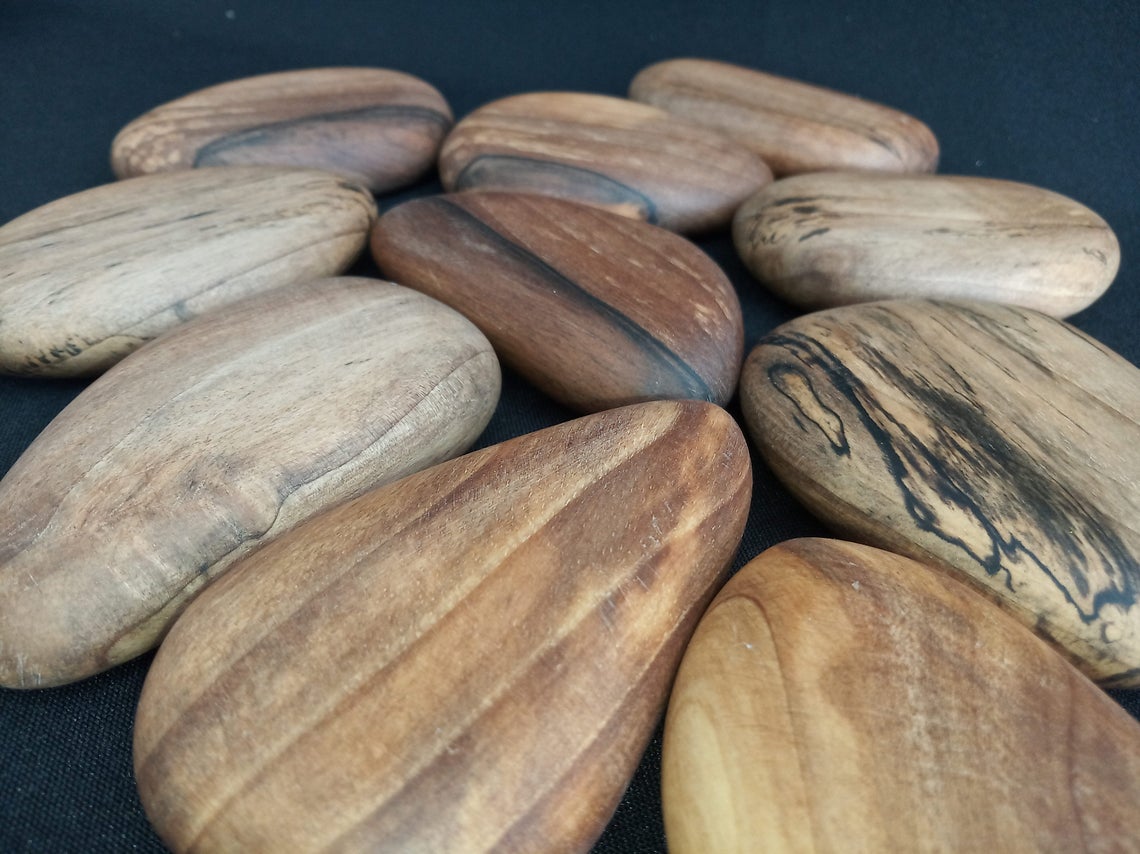 Wooden Stacking River Pebbles Walnut
