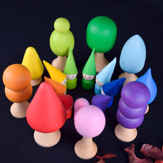 Wooden Toy Trees Figurines Set