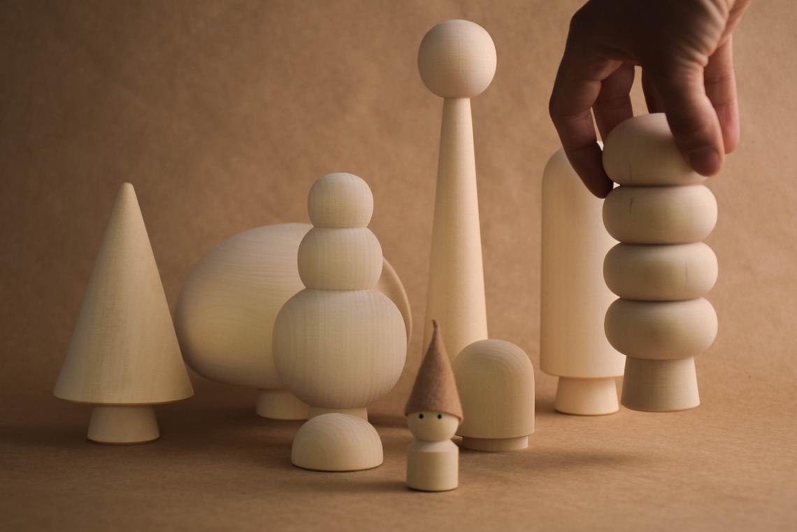 Wooden Tree Figurines Unfinished