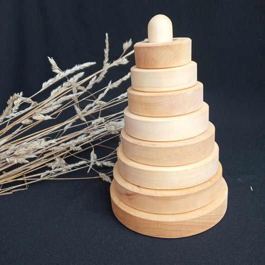 Natural Wooden Ring Stacker Toy