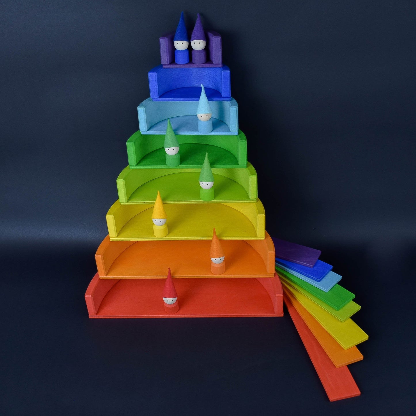 Wooden Rainbow Semi Circle and Building Boards Set
