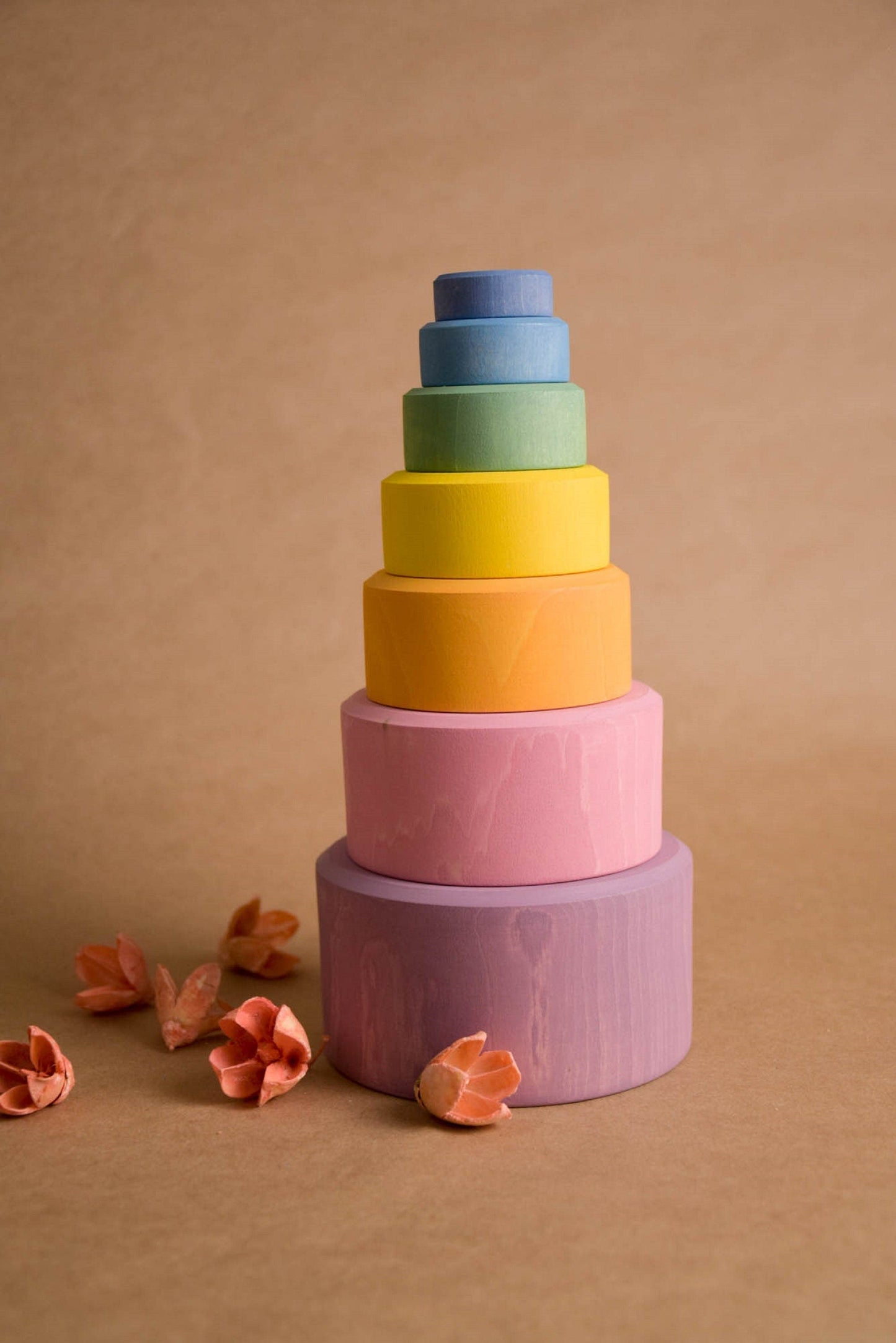 Color Sorting Rainbow Pastel Wooden Nesting Bowls Set, Rainbow Stacking Toy, Rainbow Montessori, Matching Toys, Toddler Toys, Toddler Toys