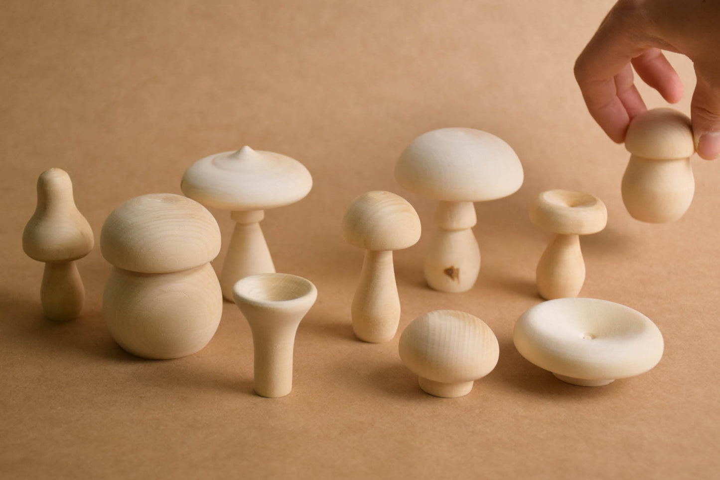 Wooden Miniature Mushroom Unfinished Set for Fairy Garden or Baby Nursery Decor, Montessori Baby, Waldorf Toys for Toddlers, Gift for Kids