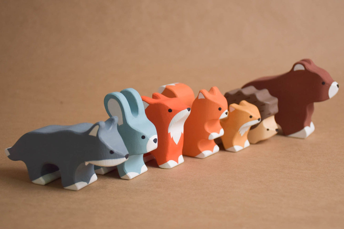 Wooden Animals Toy Set, Woodland Nursery Animals, Montessori Baby, Waldorf Wooden Toys for Toddlers, First Birthday Kids Gift