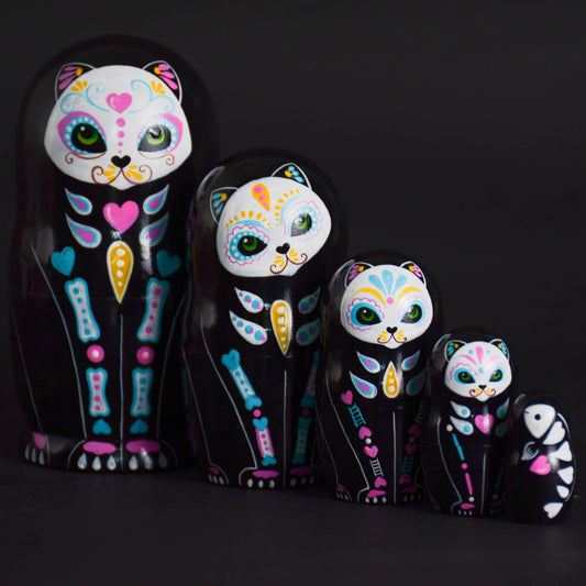 Matryoshka Calavera Cat