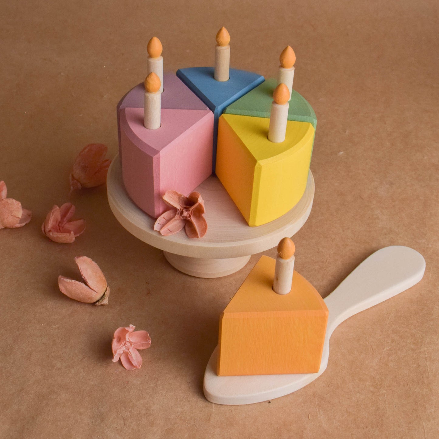 Tea Set and Pastel Cake with Candles