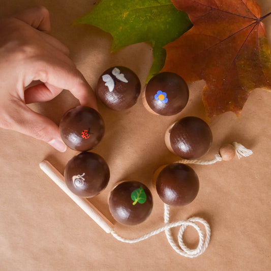 Wood Lacing Toy Mushrooms