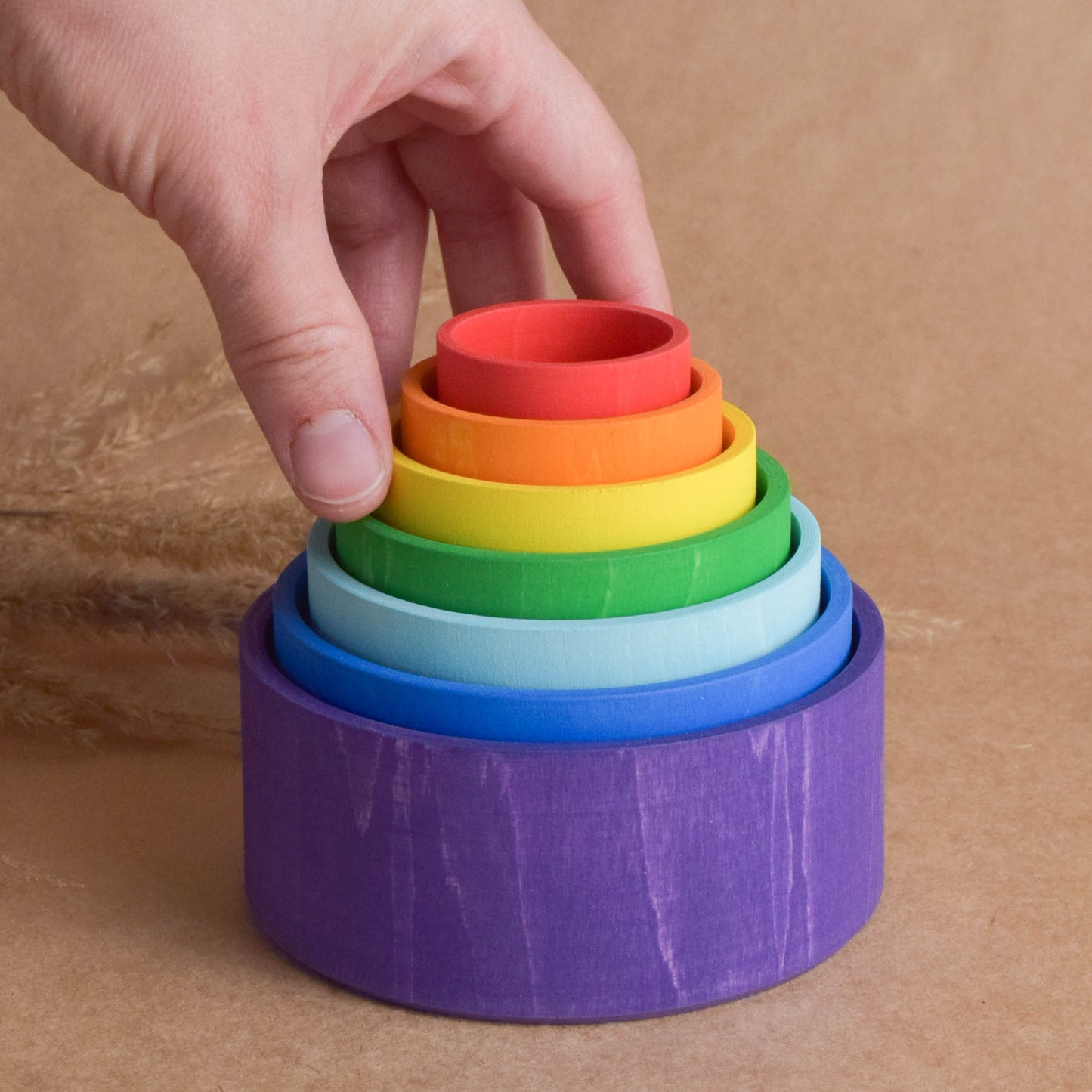Wooden Nesting Bowls Rainbow
