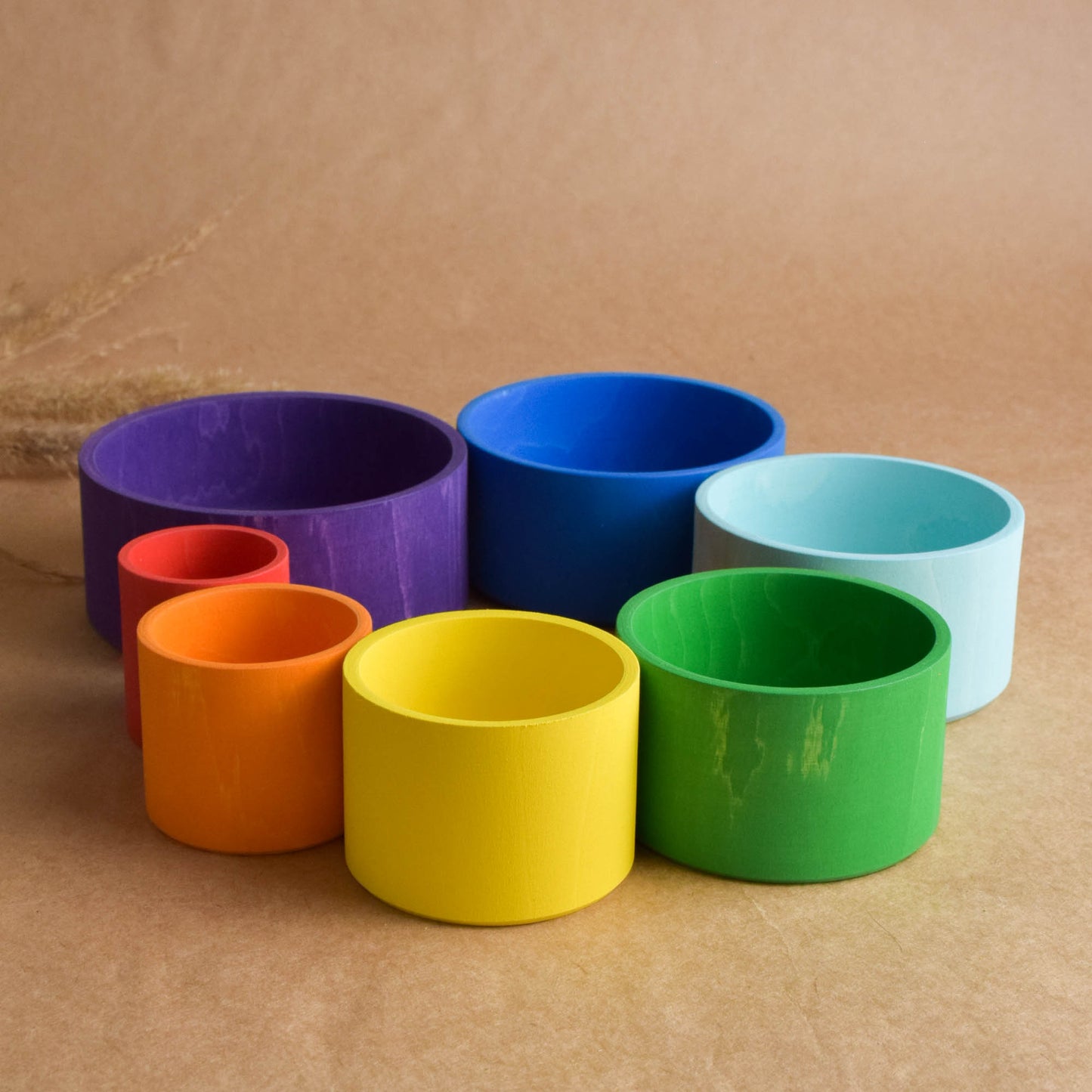 Wooden Nesting Bowls Rainbow