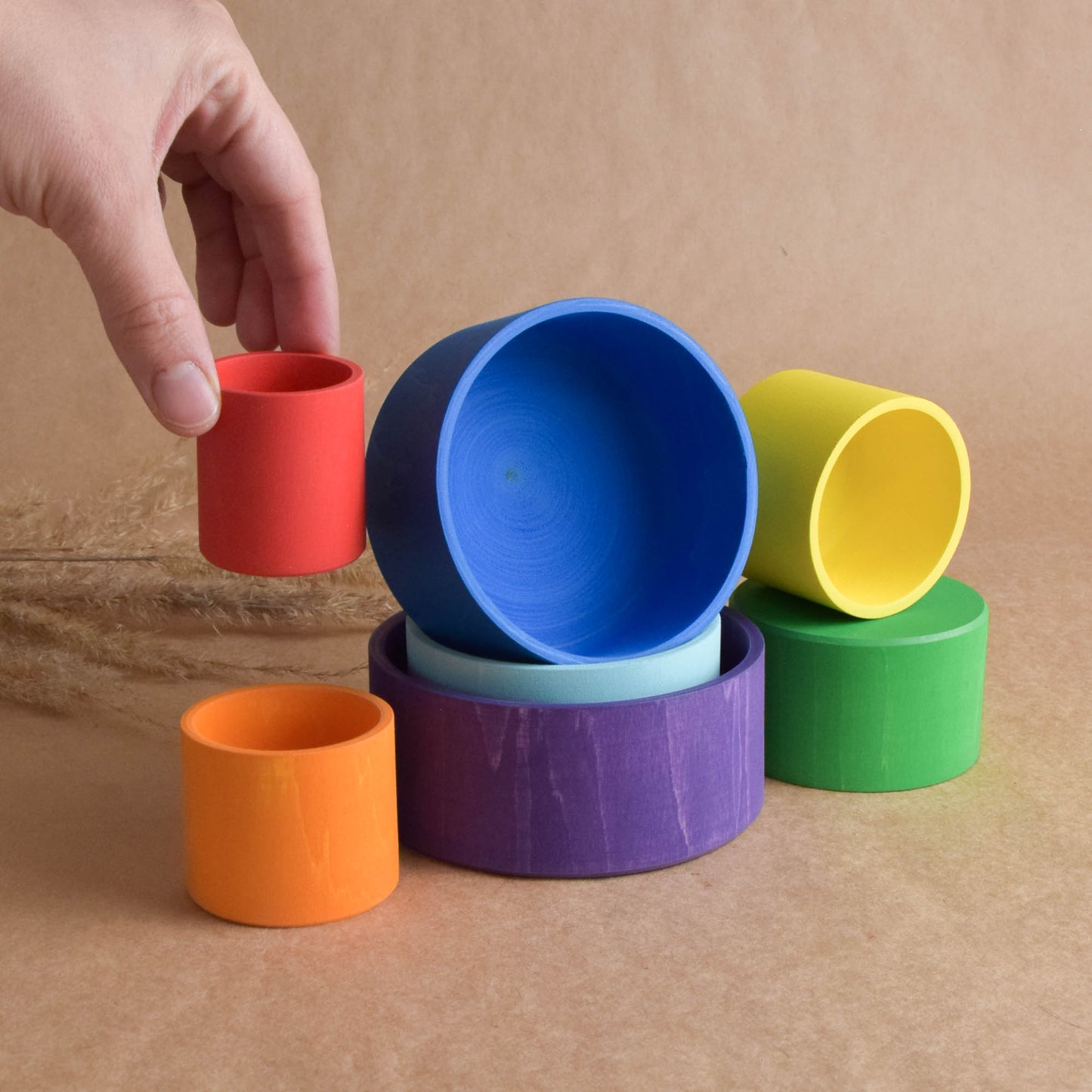 Wooden Nesting Bowls Rainbow