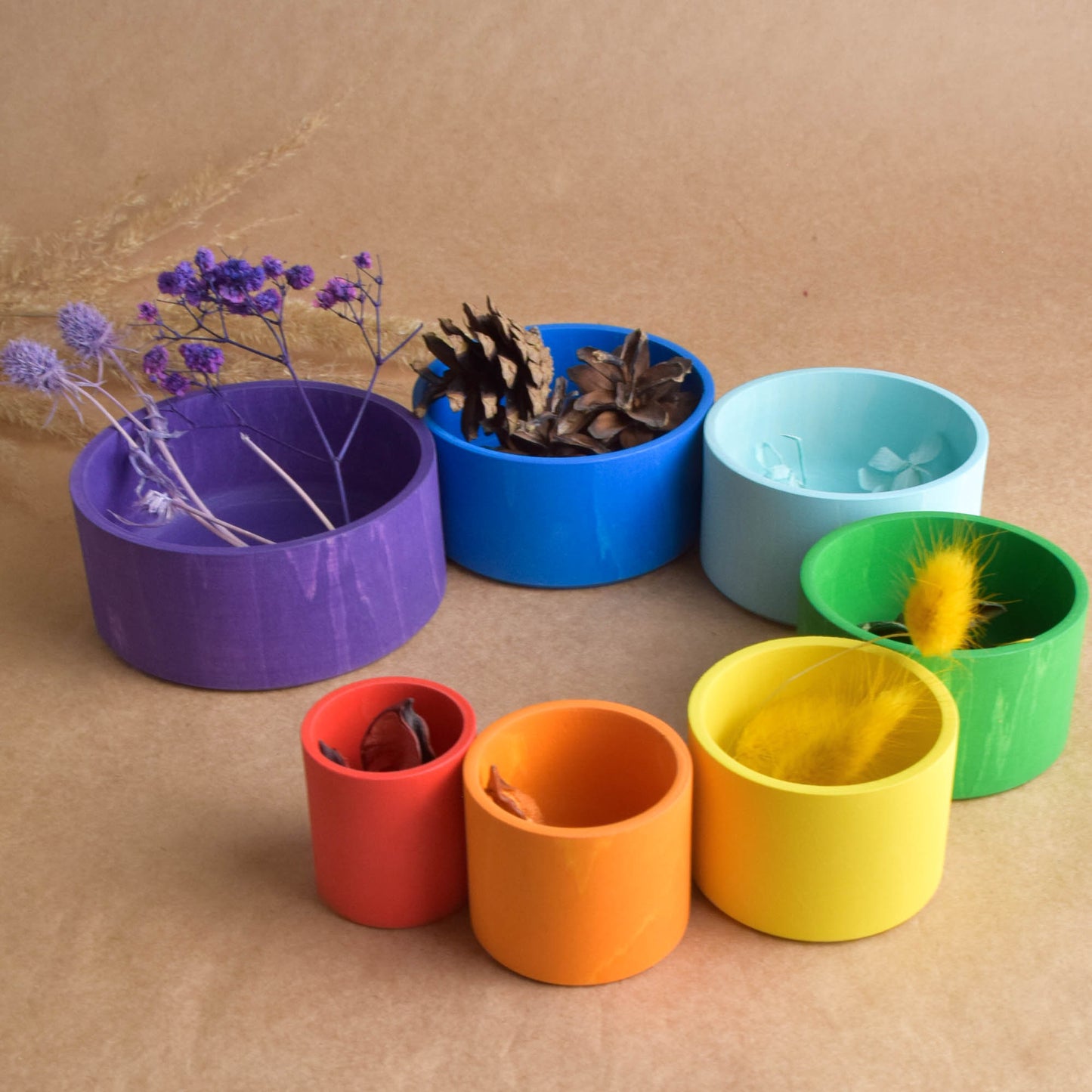 Wooden Nesting Bowls Rainbow