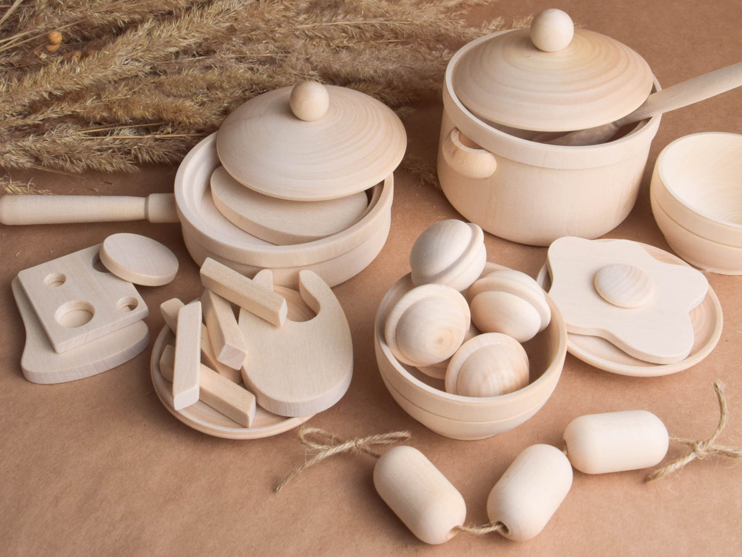Tableware set and Play Food set Natural