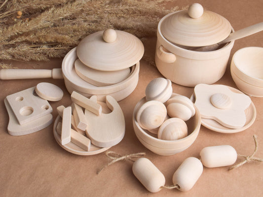 Tableware set and Play Food set Natural