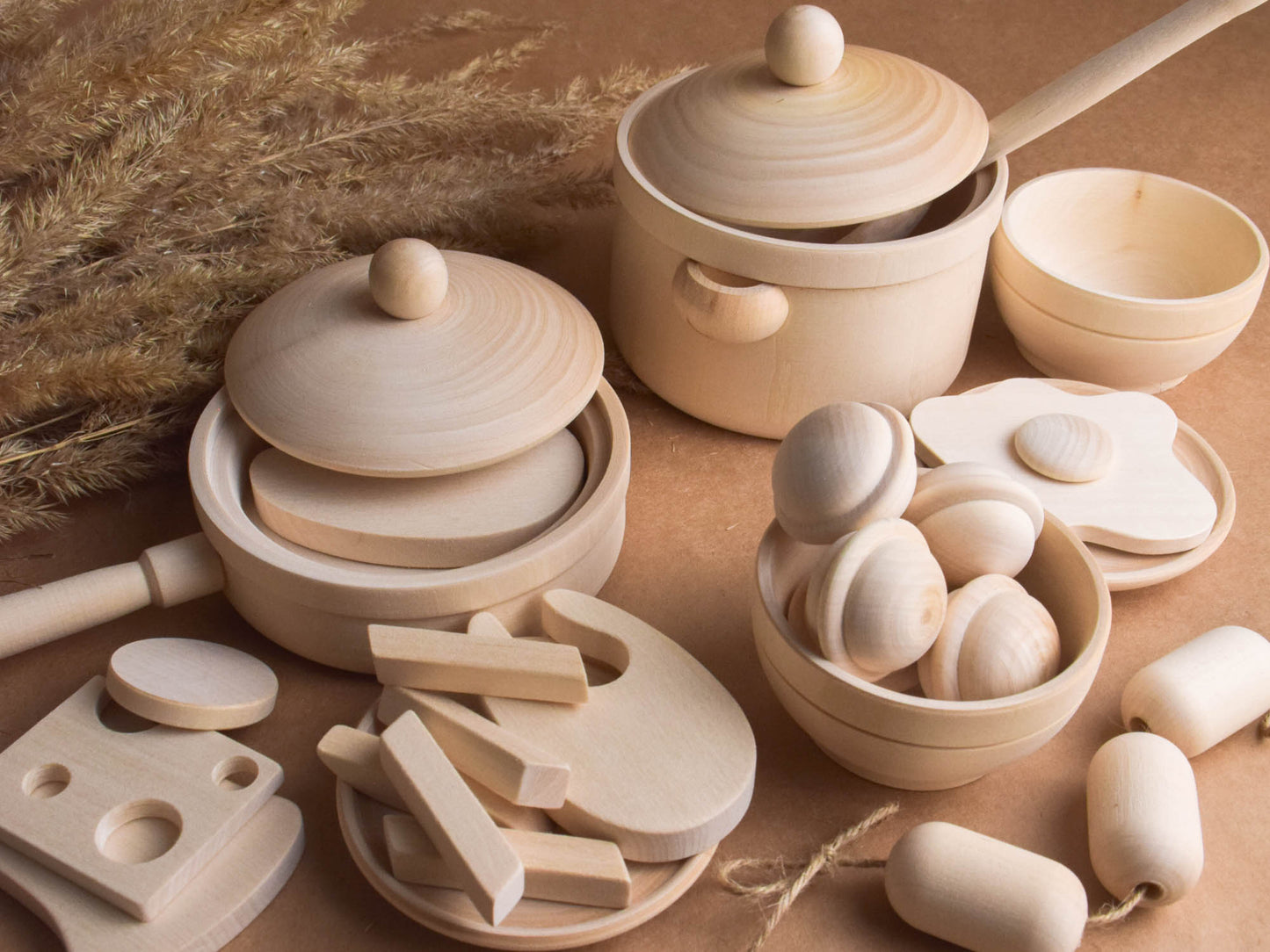 Tableware set and Play Food set Natural