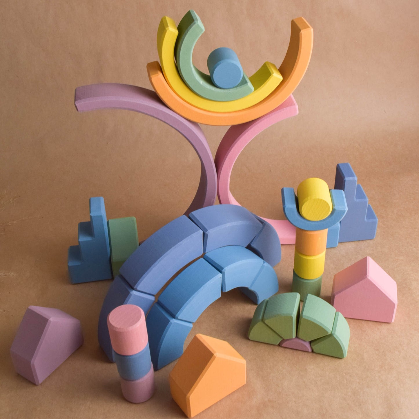 Pastel Romanesque Building Set