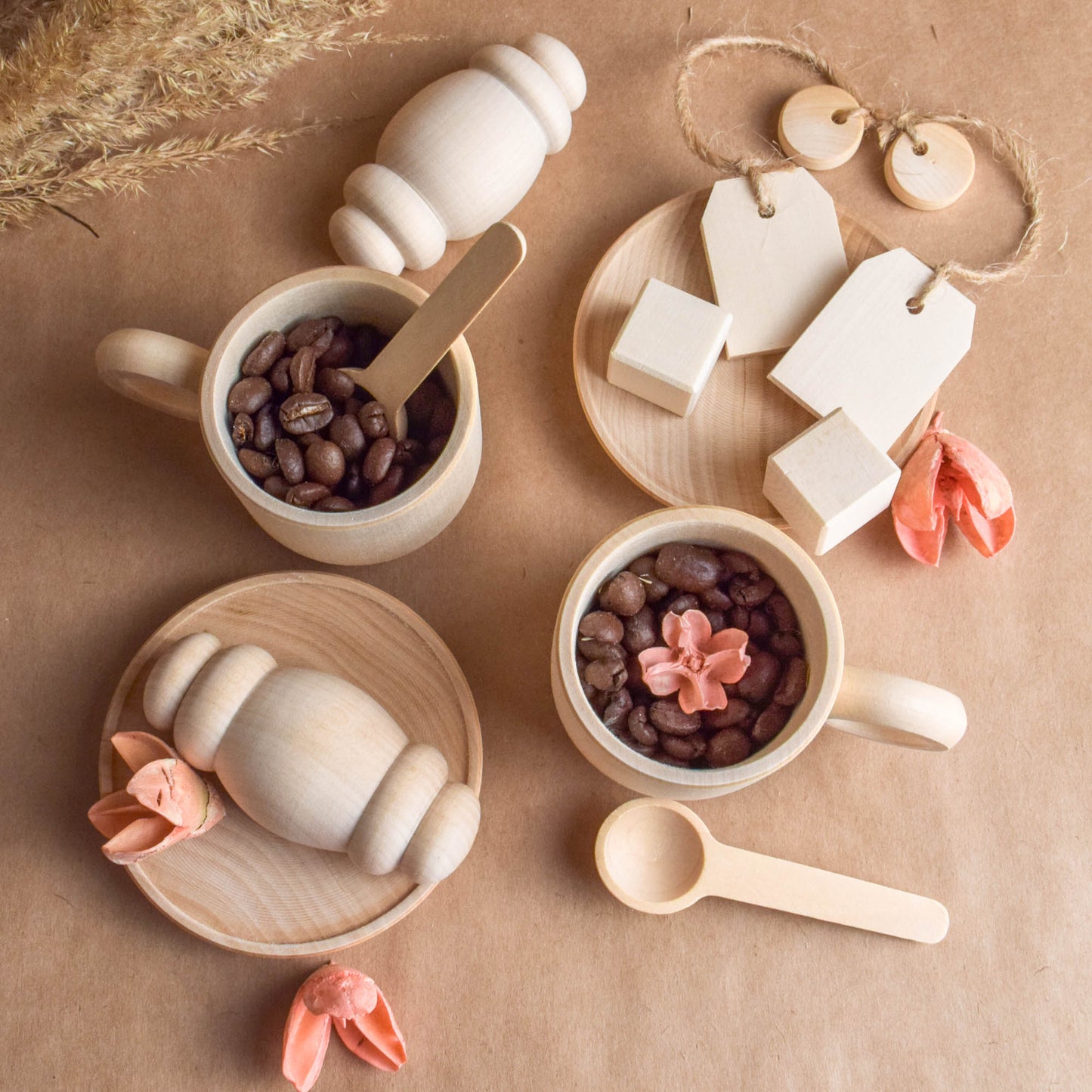 Wooden Tea Set for Playing, Wooden Toy Tea Set Kids, Wooden Play Kitchen Accessories, Toddler Tea Set for Children, Gift for Toddlers
