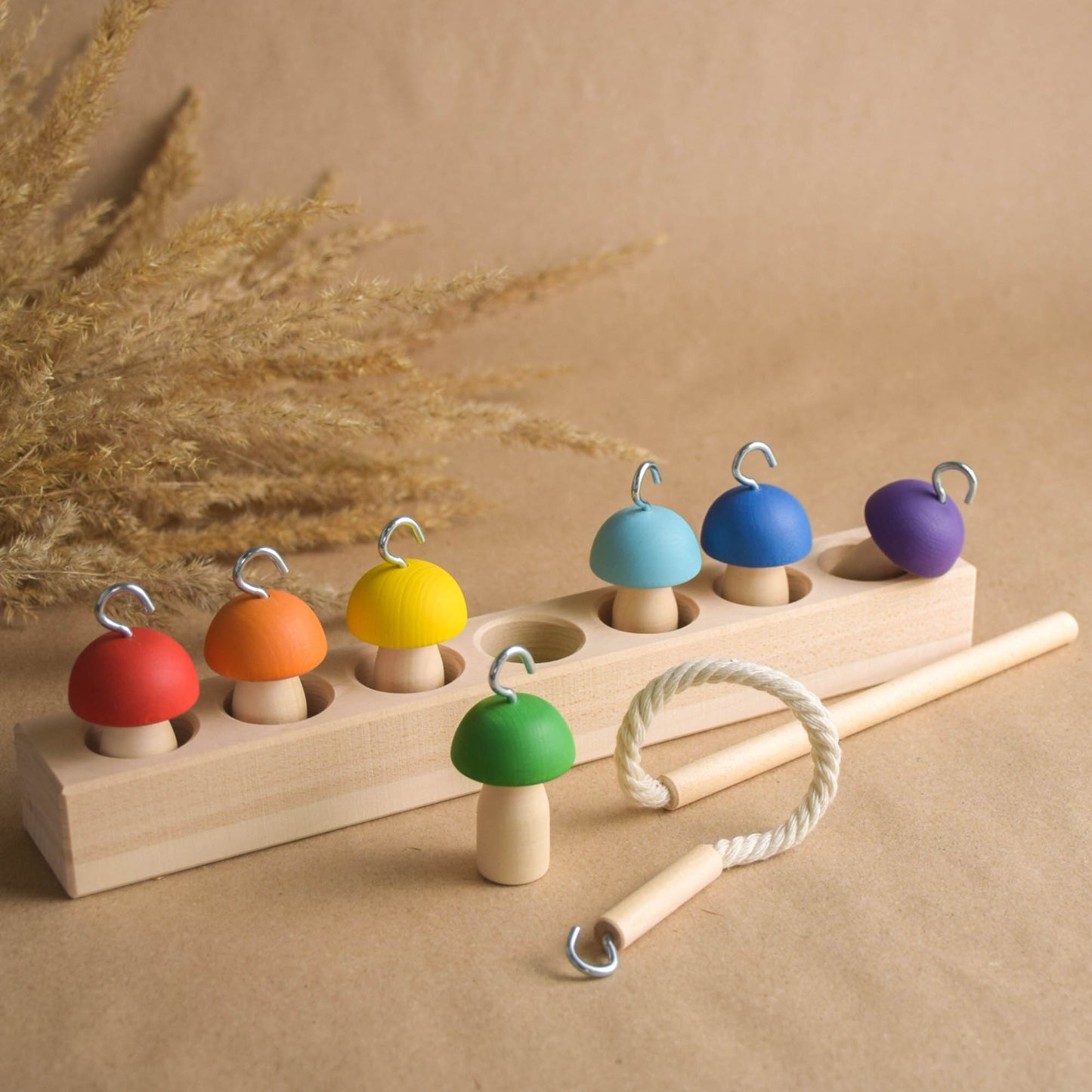 Balance Mushrooms on Fishing Rod