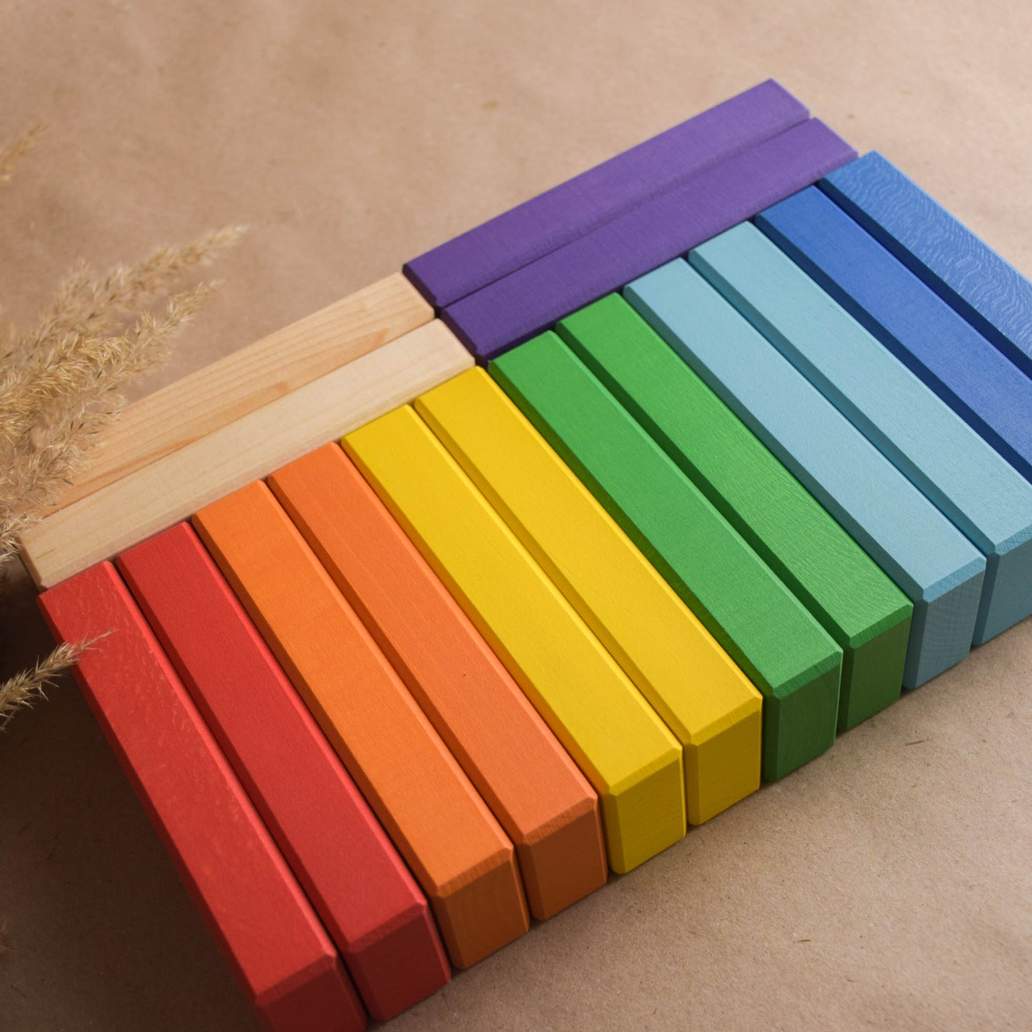 Wooden Building Bricks Baby Toy Rainbow