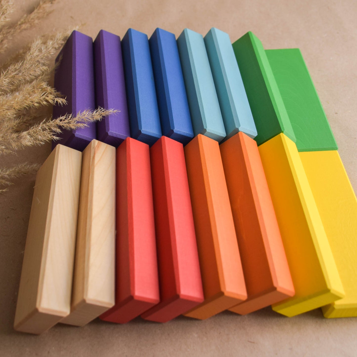 Wooden Building Bricks Baby Toy Rainbow