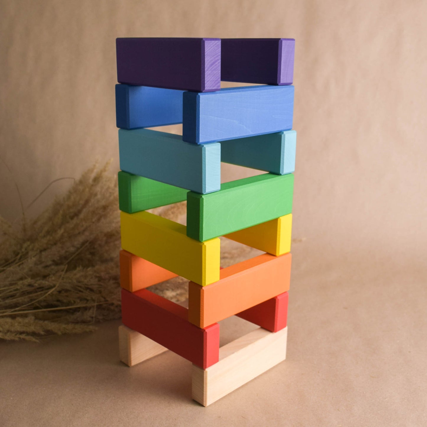 Wooden Building Bricks Baby Toy Rainbow