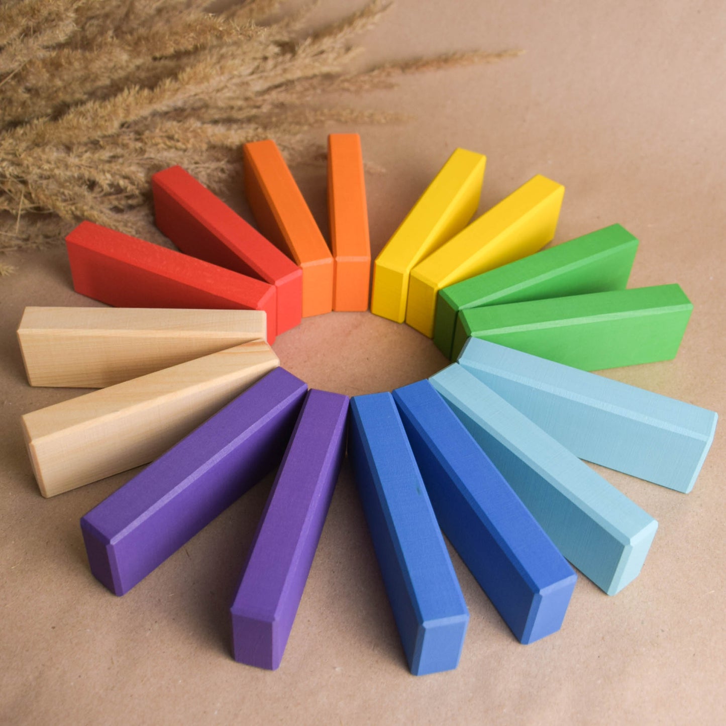 Wooden Building Bricks Baby Toy Rainbow
