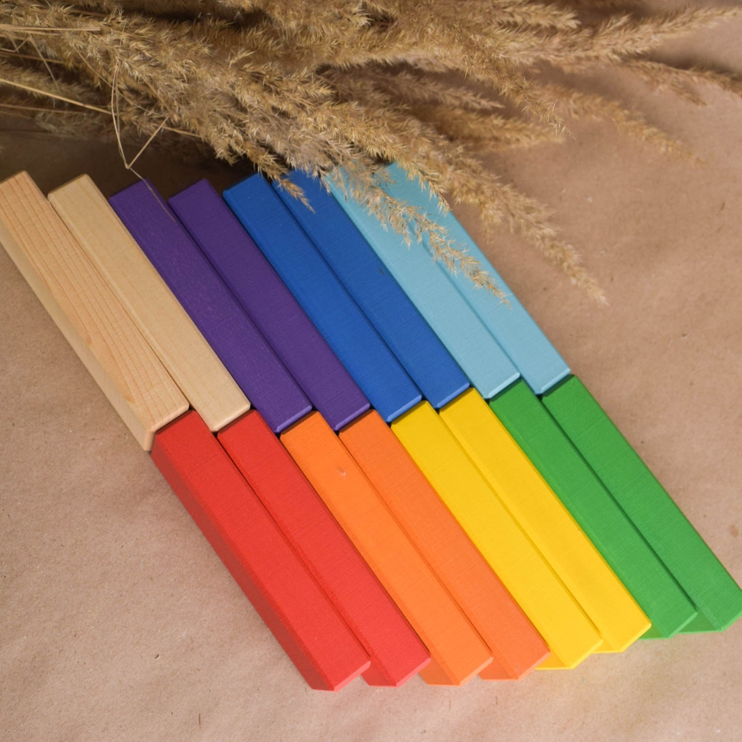 Wooden Building Bricks Baby Toy Rainbow