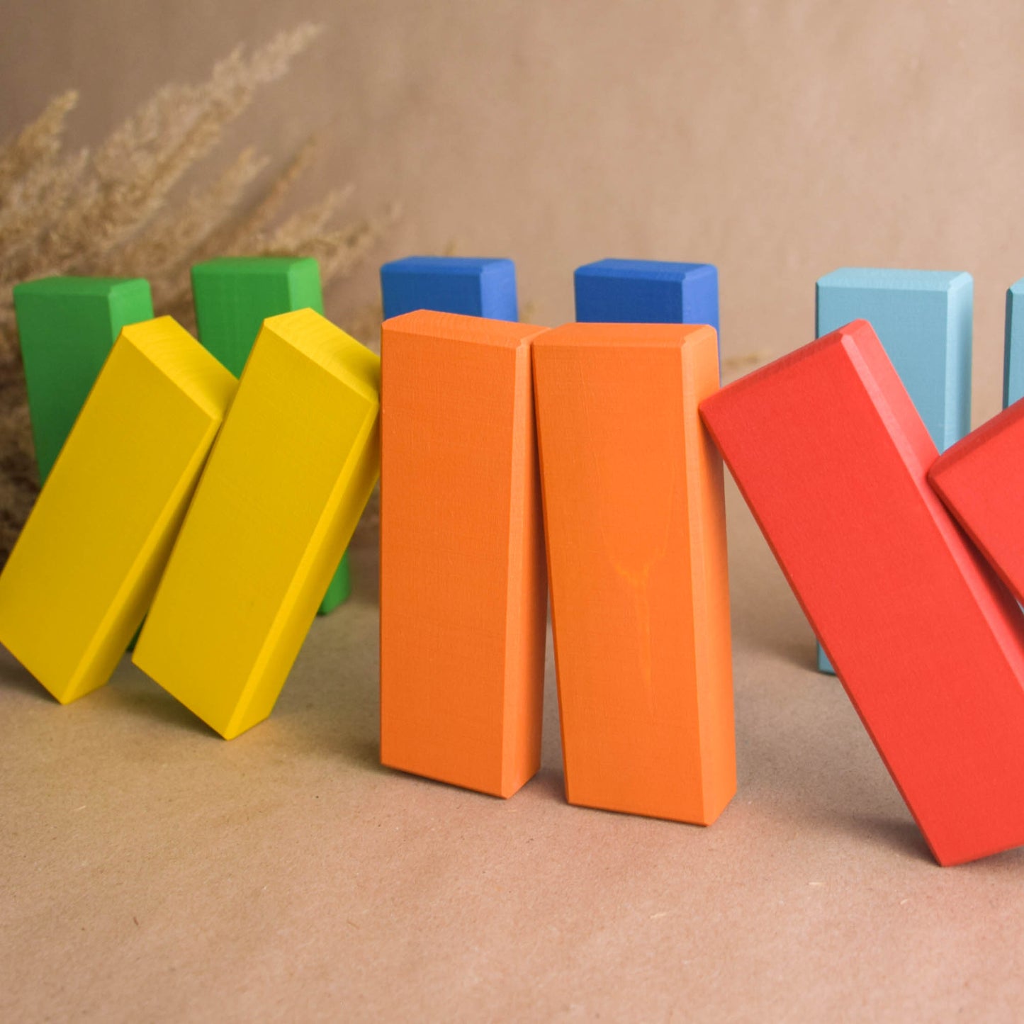 Wooden Building Bricks Baby Toy Rainbow