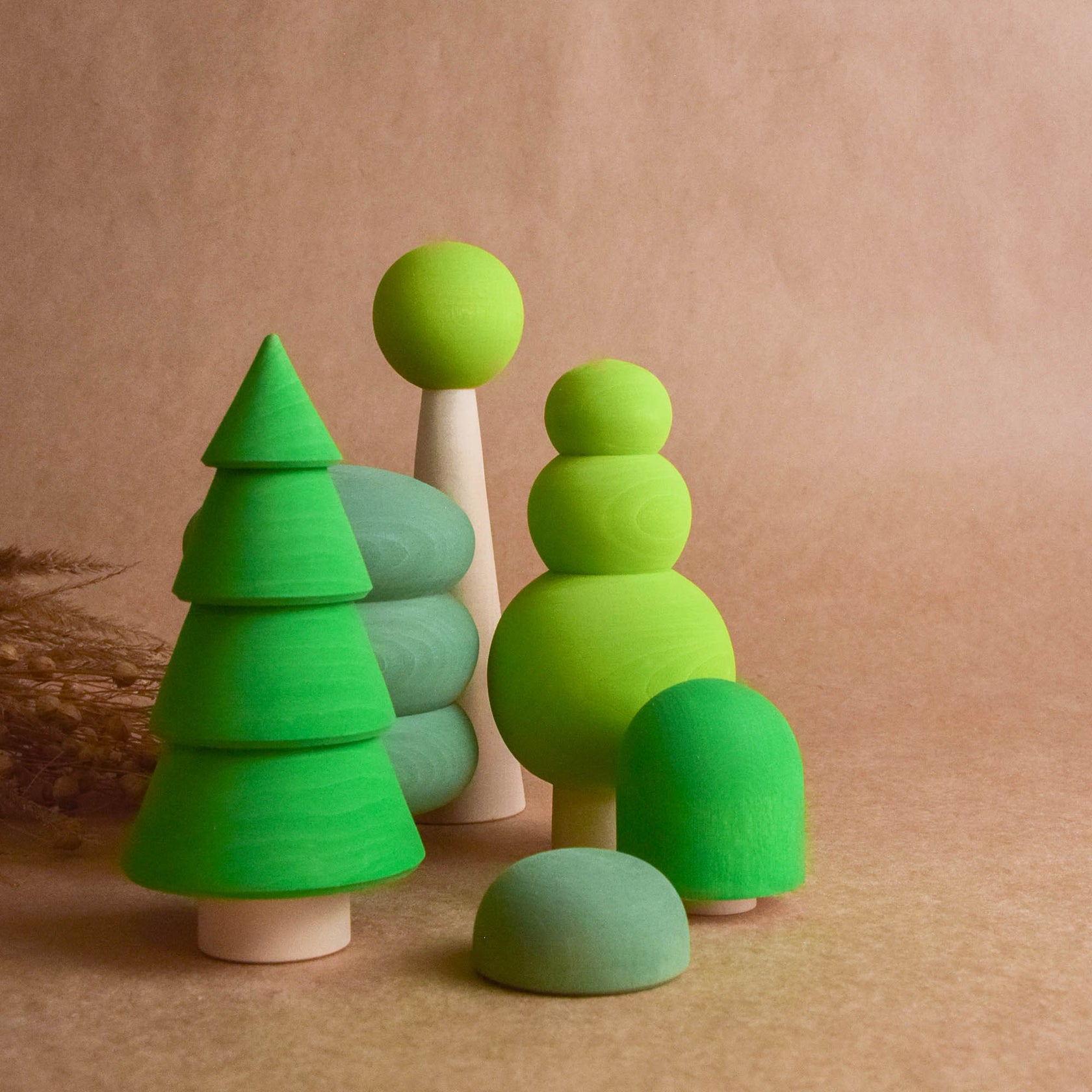 Wooden Toy Trees Figurine Set Woodland Waldorf Tree Montessori Toddler ...