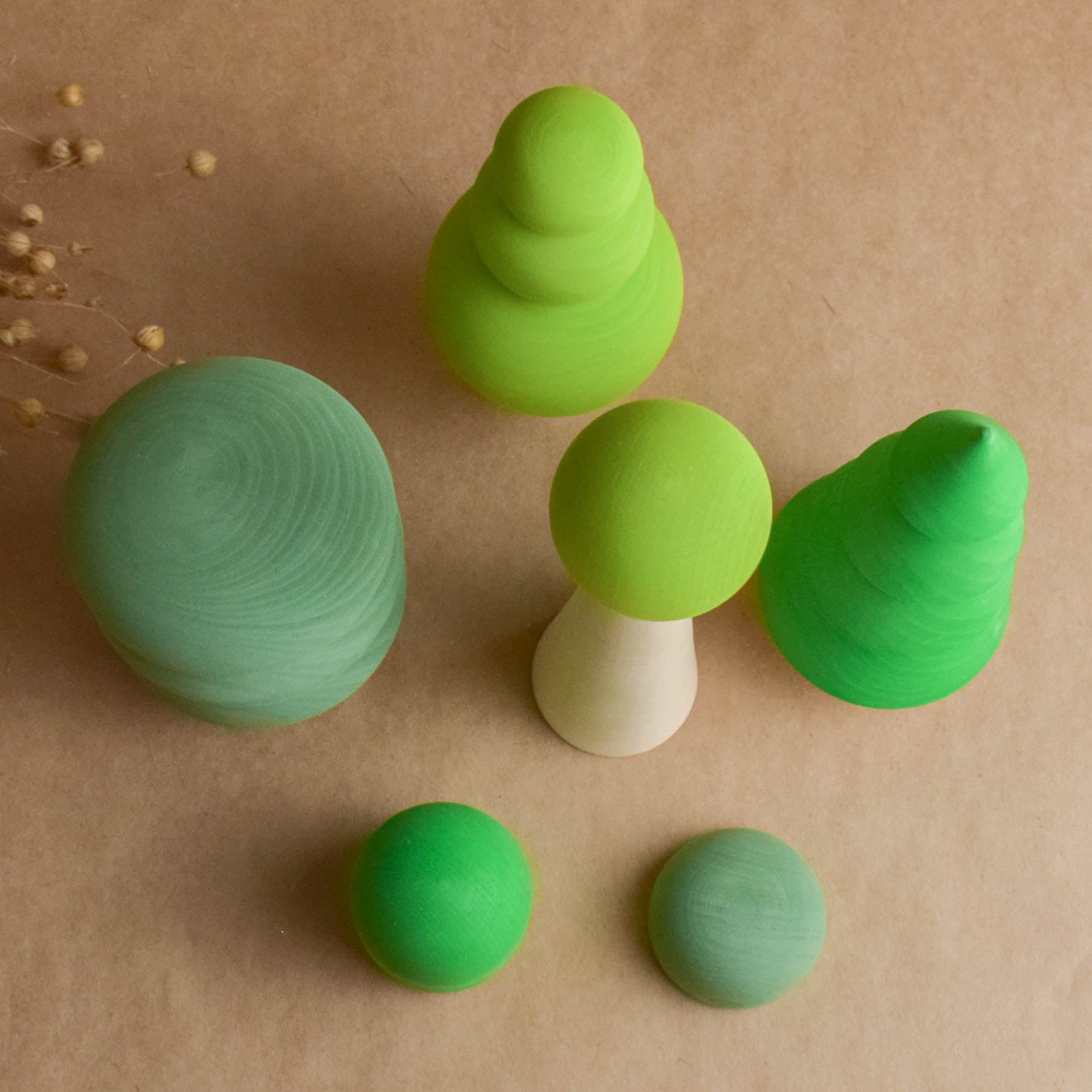 Wooden Toy Trees Figurine Set Woodland Waldorf Tree Montessori Toddler ...