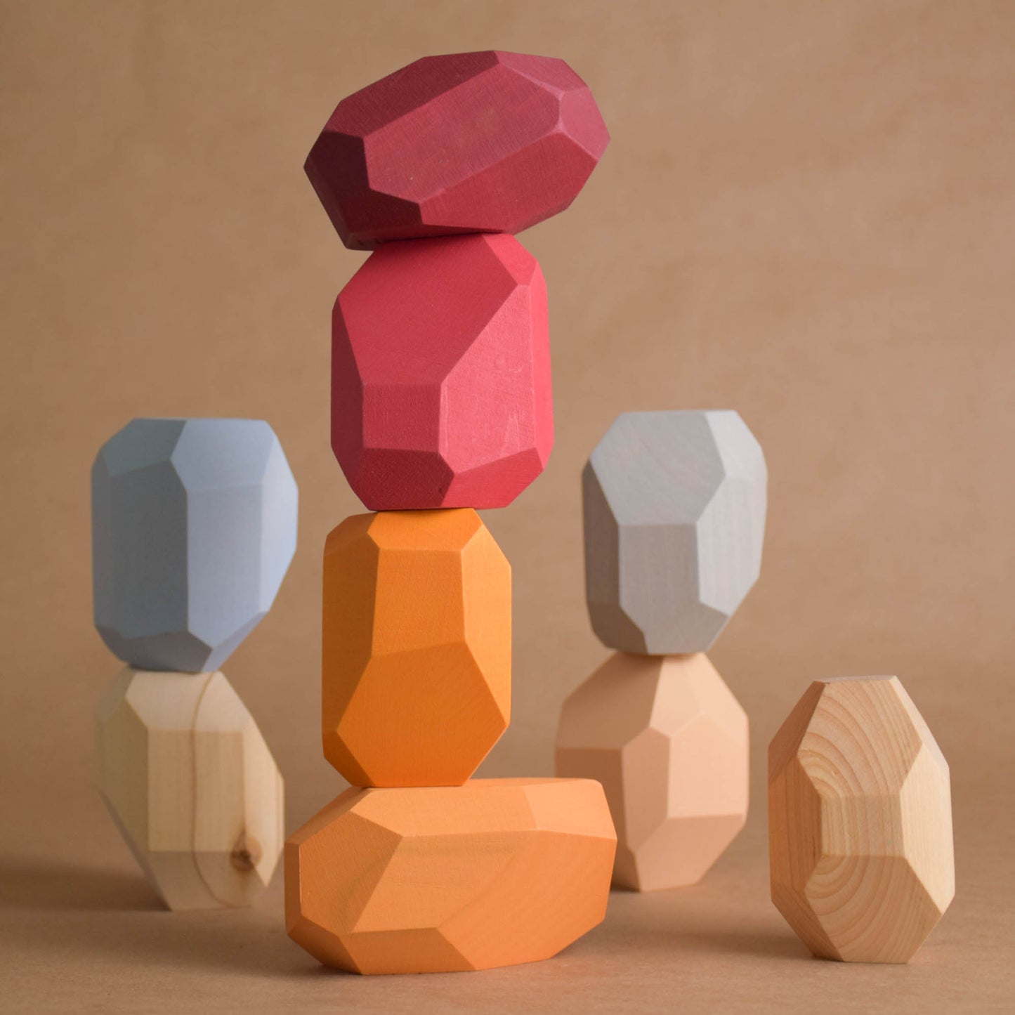 Tumi Ishi Wood Balancing Stones for Baby Neutral