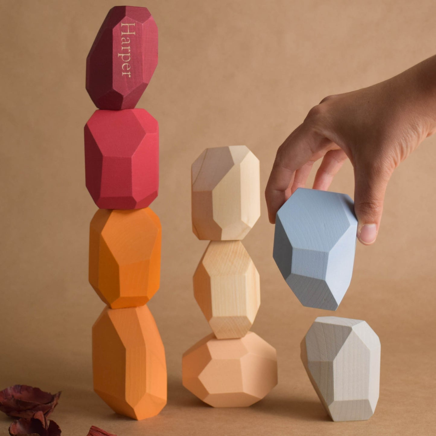 Tumi Ishi Wood Balancing Stones for Baby Neutral