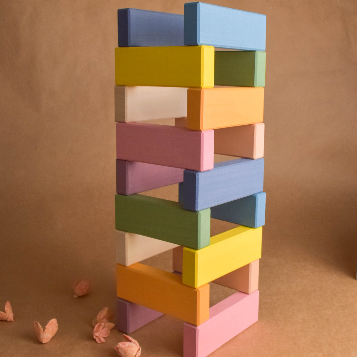 Wooden Pastel Building Bricks in Cube
