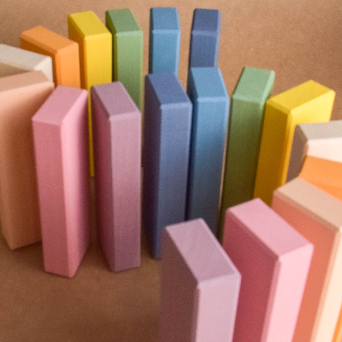 Wooden Pastel Building Bricks in Cube