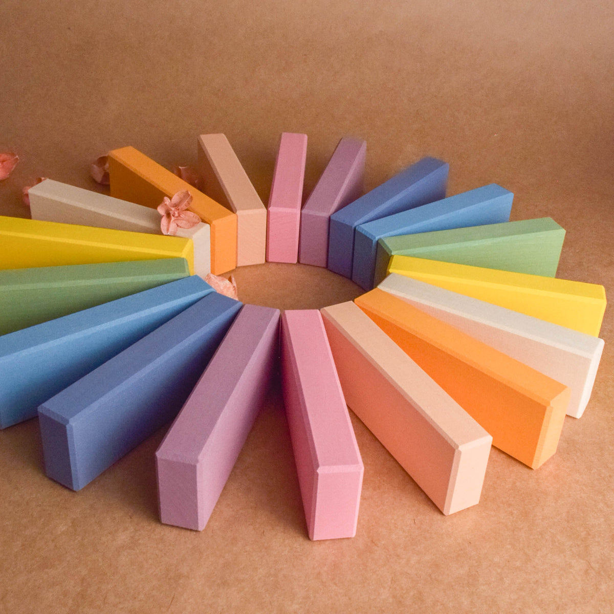 Wooden Pastel Building Bricks in Cube