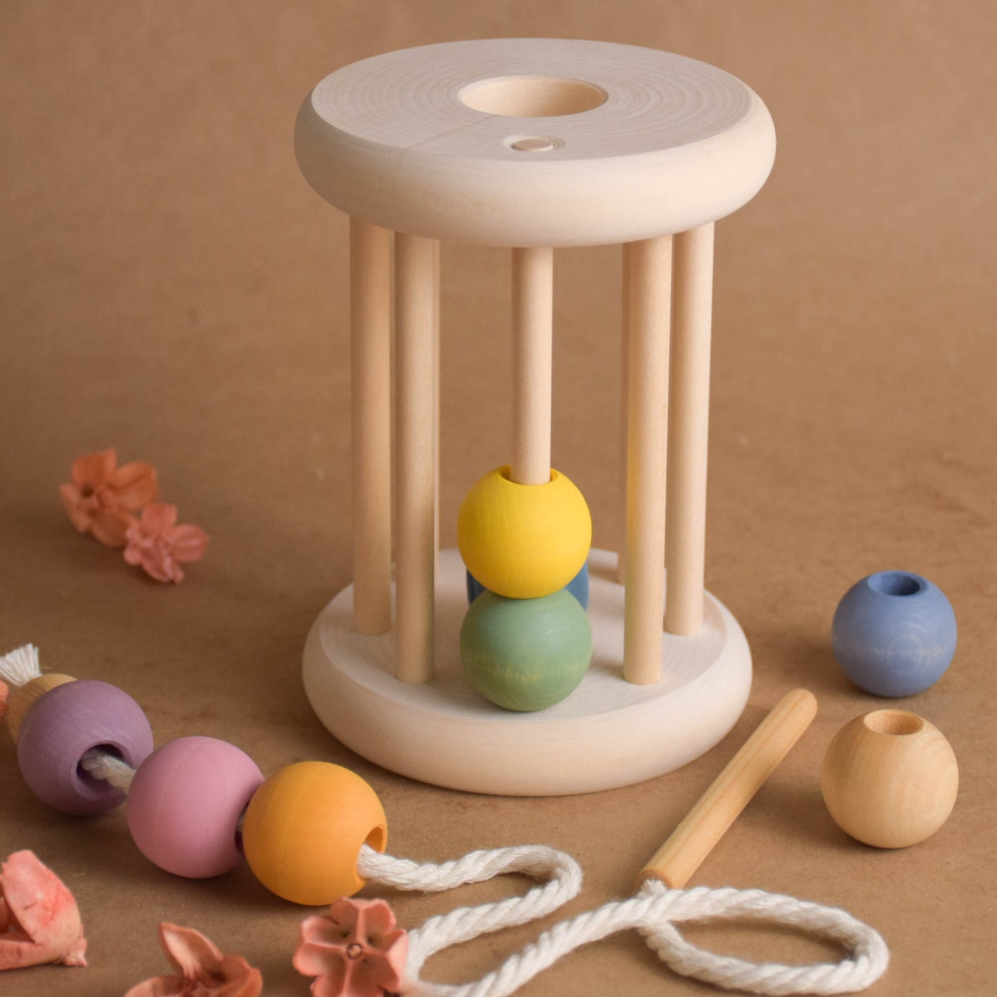 Pastel Rolling Ball Cylinder with Lacing