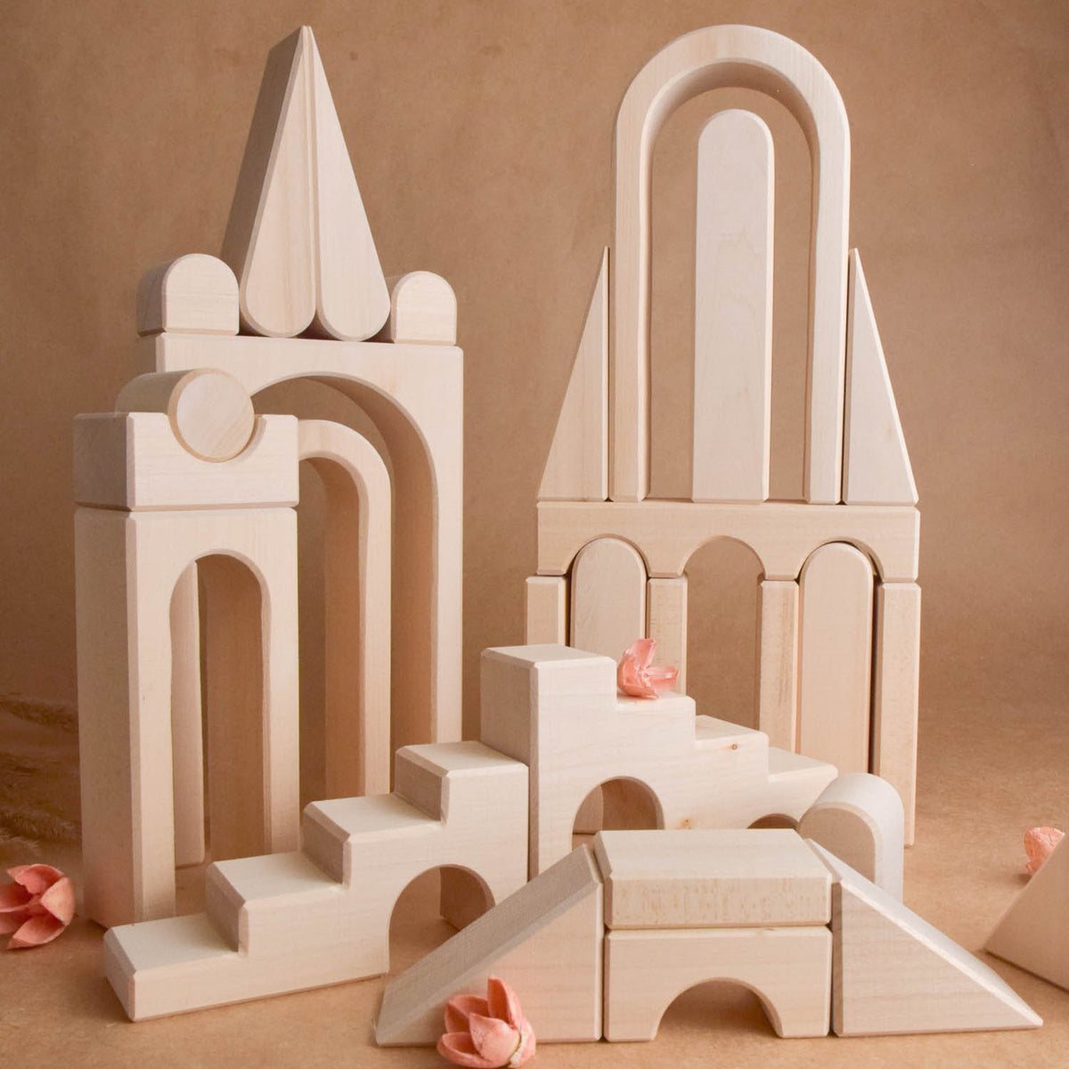 Natural Wooden Building Blocks Set Montessori City Toy