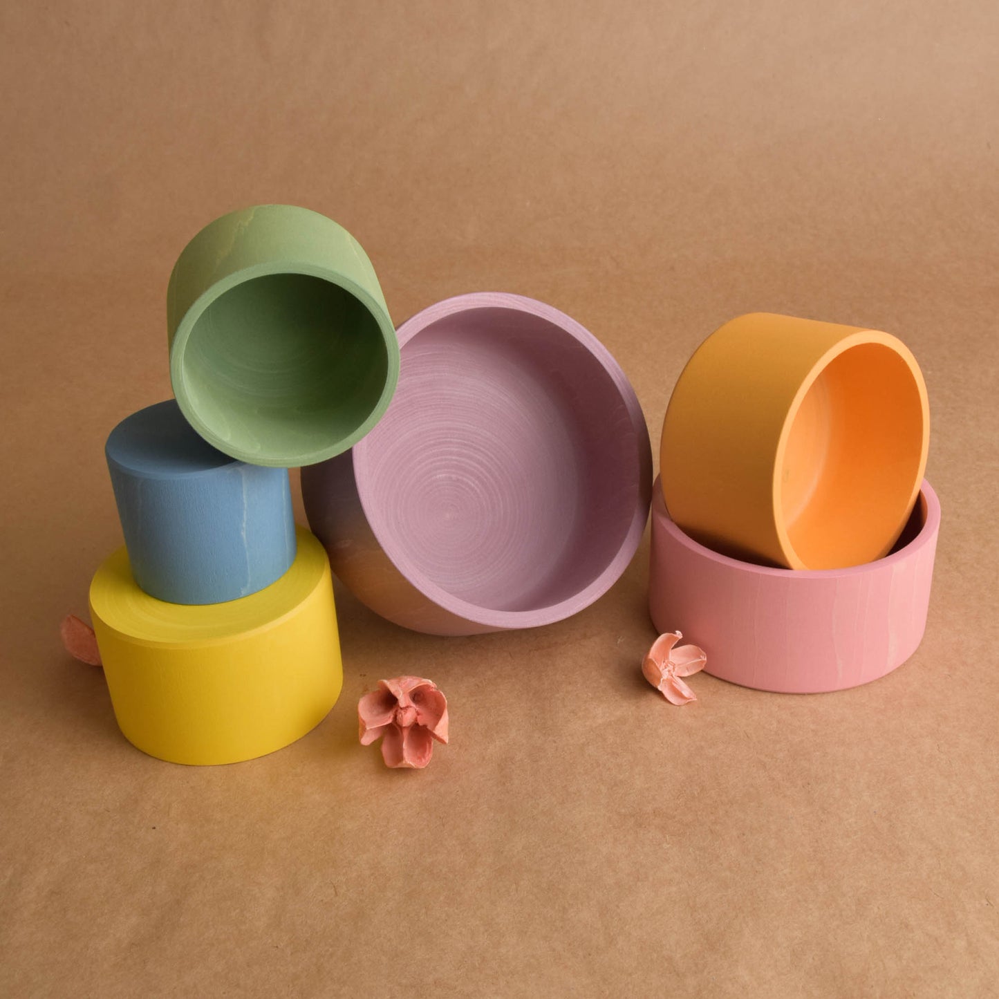 Wooden Nesting Bowls Pastel