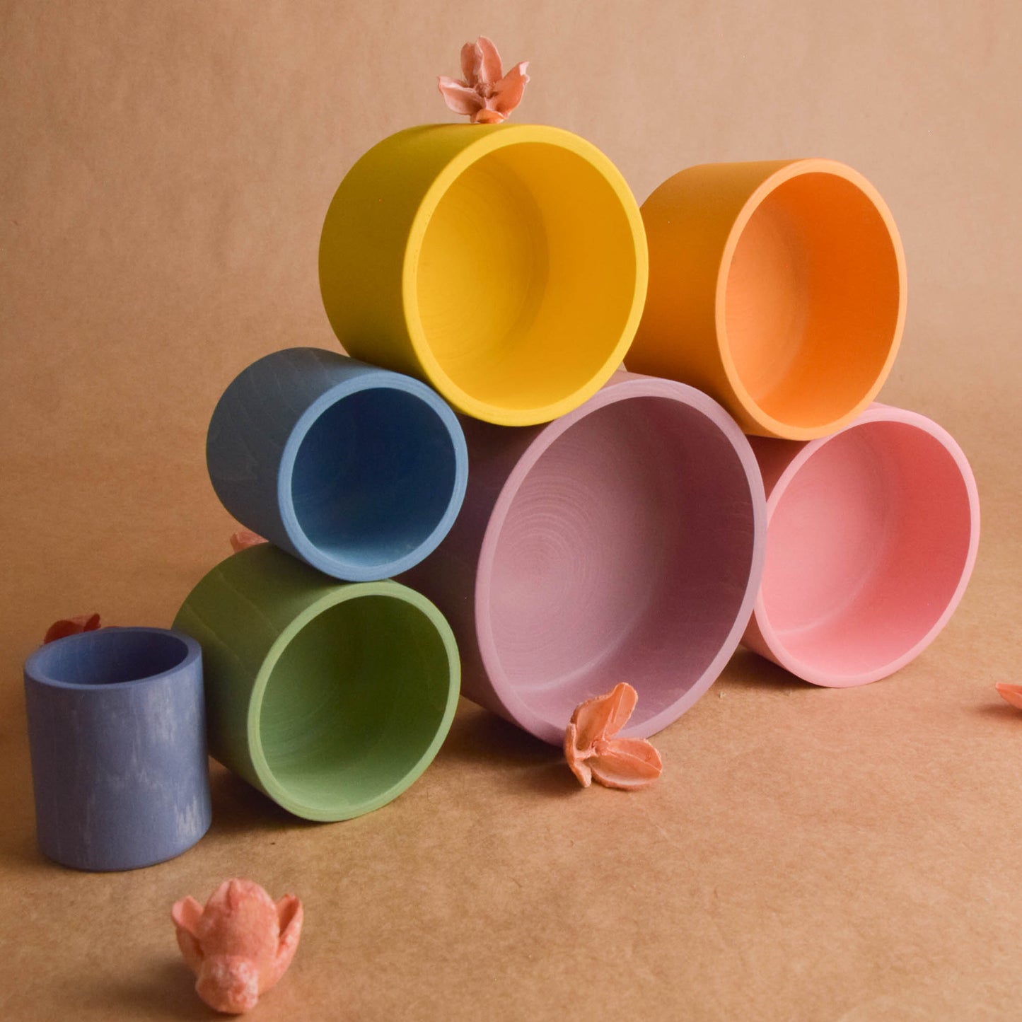 Wooden Nesting Bowls Pastel