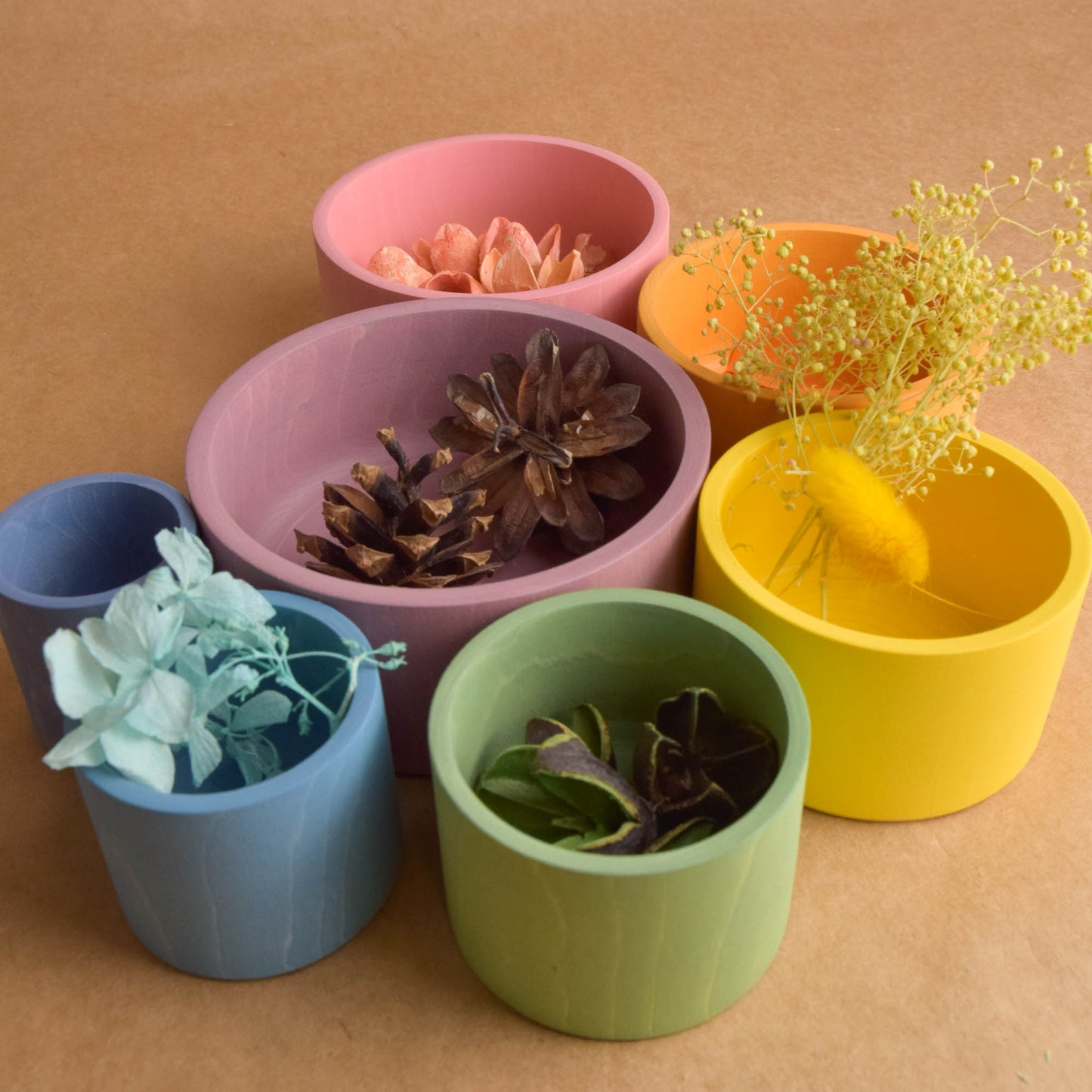 Wooden Nesting Bowls Pastel