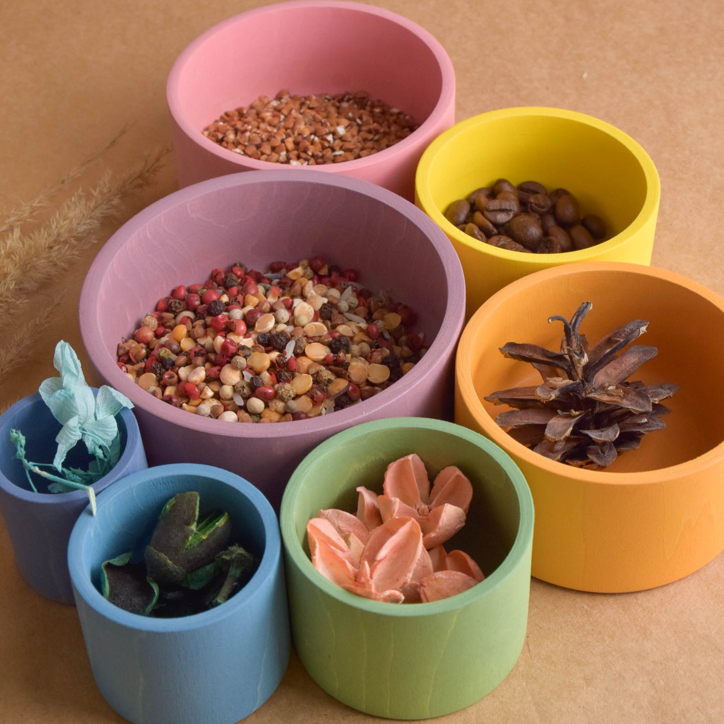 Wooden Nesting Bowls Pastel