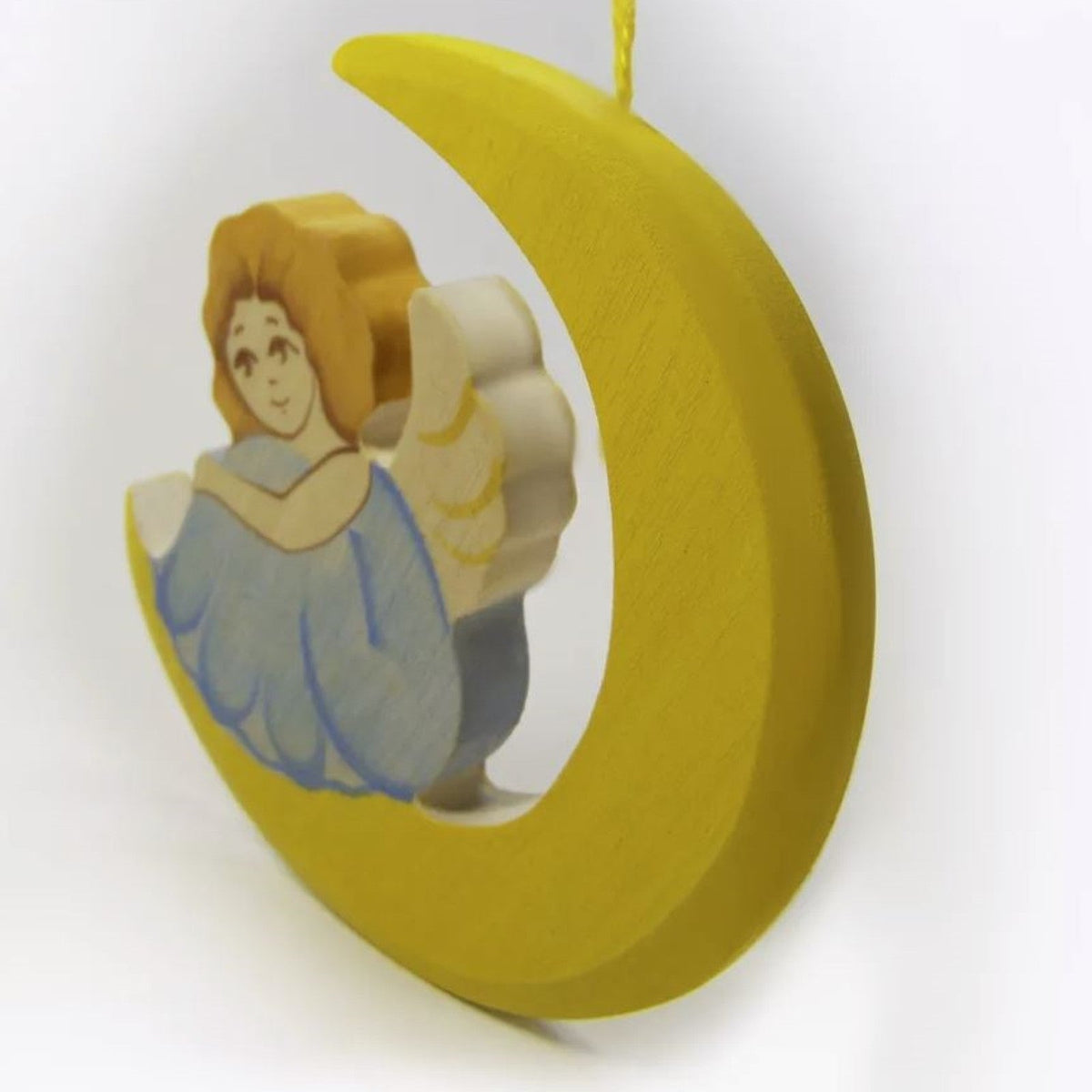 Solid wood angel pendant for decorative display