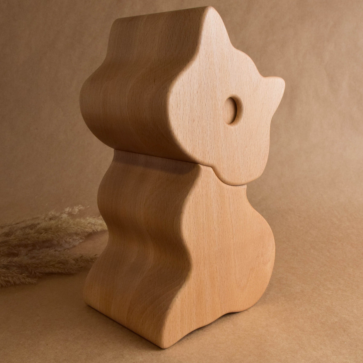 Solid beech and oak cat jewelry box