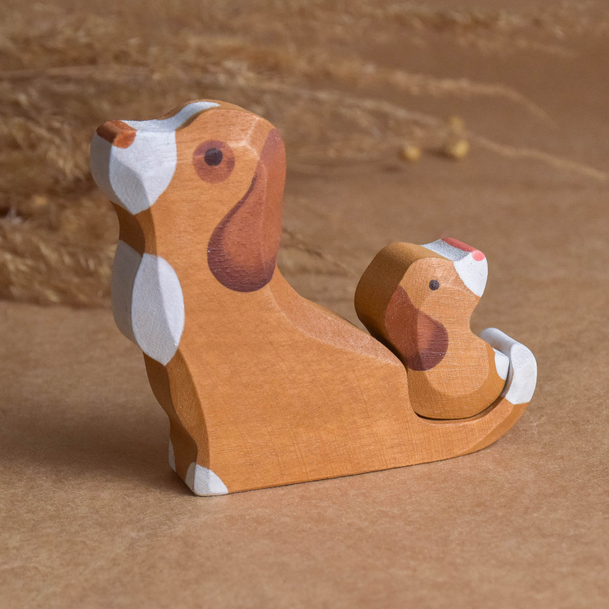 Dogs and puppies wooden animal play set