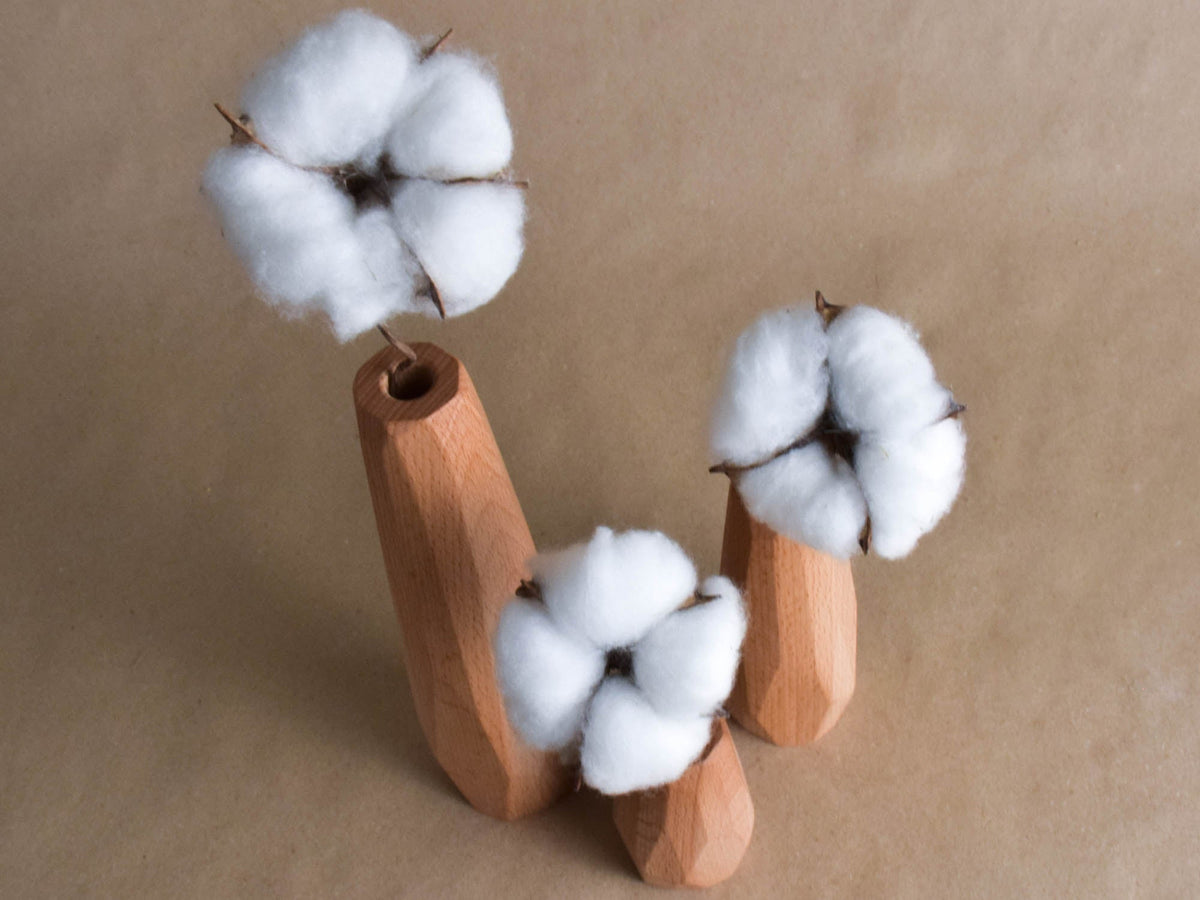 Minimalist wooden vases for dried flowers and branches