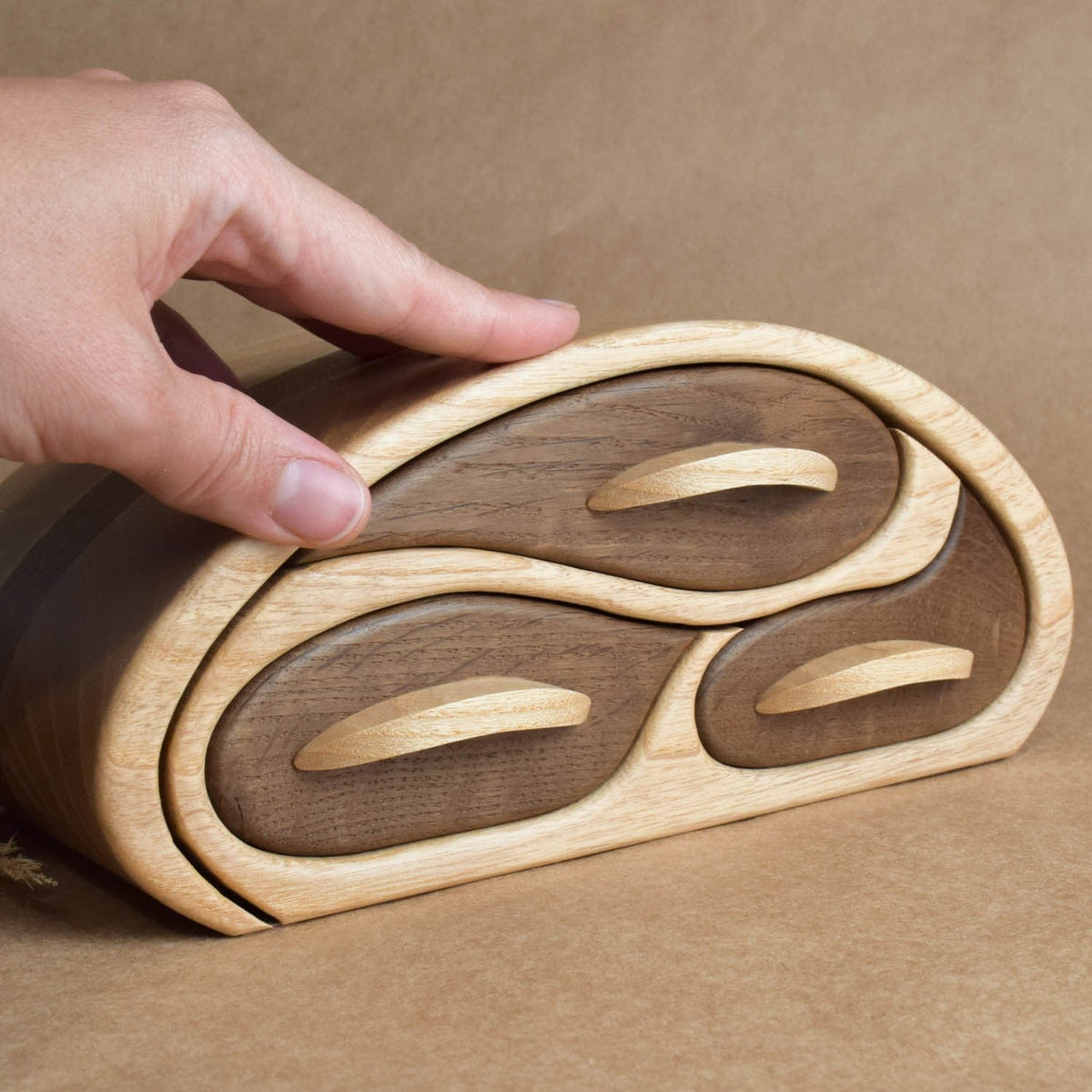Minimalist oval wooden jewelry box